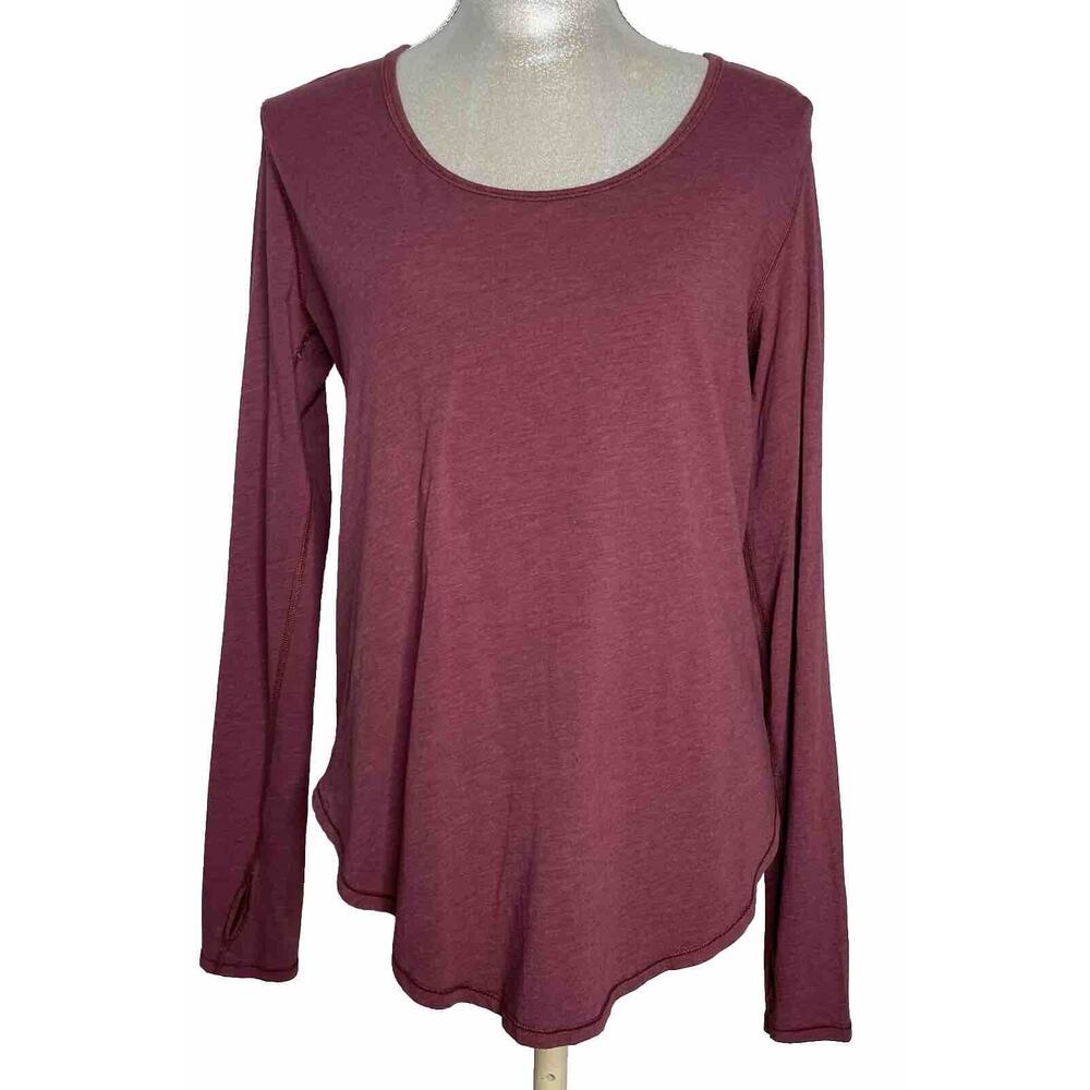 Lululemon Yogini 5 Year Long Sleeve Maroon Heathered Athletic Sz 6 Womens